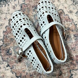 Real leather Women's Perforated Mary Jane Shoes - White